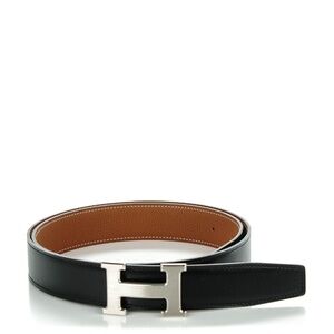 HERMES  Box Togo 32mm H Belt 90 Black Gold